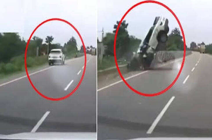 अतीक अहमद के बेटे अबान की कार का भीषण एक्सीडेंट, डिवाइडर से टकराकर 10 फीट हवा में उछली क्रेटा