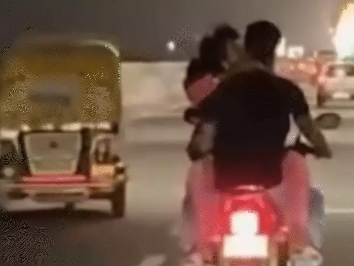 जेपी गंगा पथ पर चलती बाइक पर रोमांस करते युवक-युवती का वीडियो वायरल, सुरक्षा पर उठे सवाल