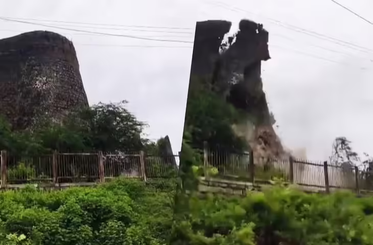 अकोला में ऐतिहासिक धरोहर को लगा झटका! भरभरा कर गिरा सैकड़ों साल पुराने किले का बुर्ज, इन्टरनेट पर वायरल हुआ VIDEO 