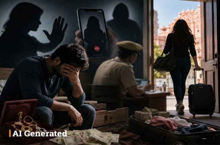 जयपुर में लिव-इन पार्टनर से ठगी और चोरी का मामला: गहने-कैश लेकर फरार, वीडियो में जाने ब्लैकमेलिंग और रेप केस की धमकी का आरोप
