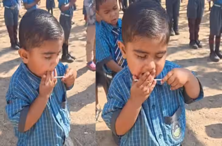 बचपन की मासूम शरारत! प्रार्थना के बीच लॉलीपॉप चूसता रहा बच्चा, देखें ये मजेदार क्लिप&nbsp;
