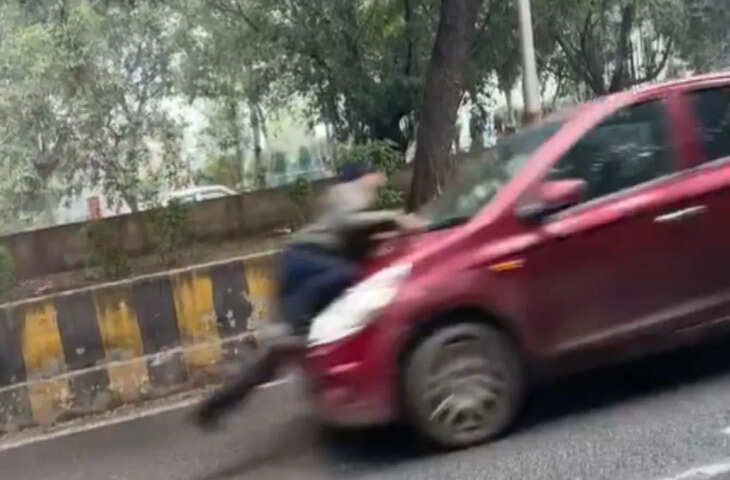 ये देखो कार चालक की गुंडागर्दी, ट्रैफिक पुलिसकर्मी को बोनट पर 500 मीटर तक घसीटा, Video वायरल