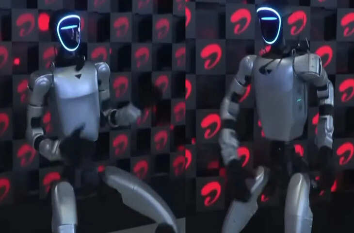 टेक समिट में रोबोट ने दिखाया देसी अंदाज, AI Summit 2026 में ठुमकों से जीता दिल &ndash; देखें Video