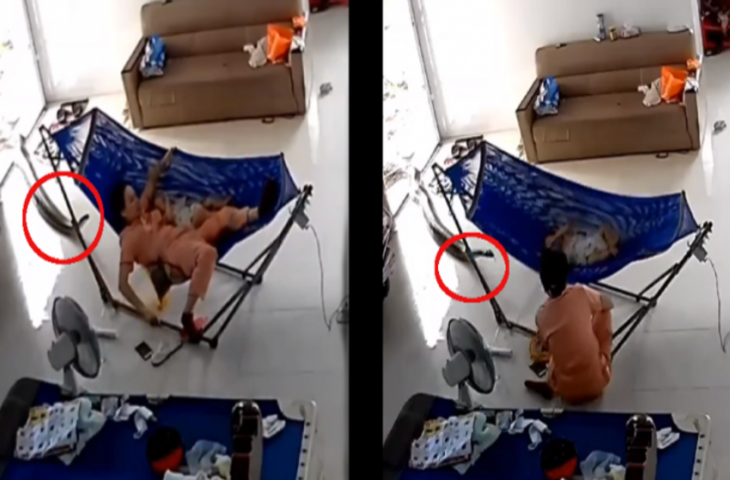झूले में छोटे बच्चे को सुला रही थी मां, नीचे घूम रही थी 'मौत', देखिए फिर क्या हुआ