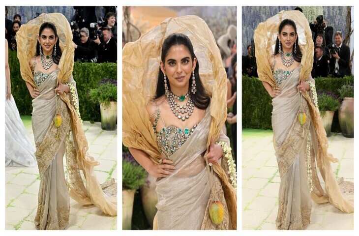 'सोने की साड़ी और मां की जूलरी से बना ब्लाउज....'&nbsp;Met Gala 2026 में छाईं ईशा अंबानी, तस्वीरें सोशल मीडिया पर वायरल&nbsp;