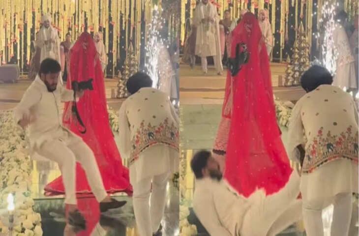 शादी में परफेक्ट शॉट की कोशिश पड़ी भारी, दुल्हन के पीछे फिसला फोटोग्राफर, यूजर्स को हुई इस चीज की चिंता&nbsp;