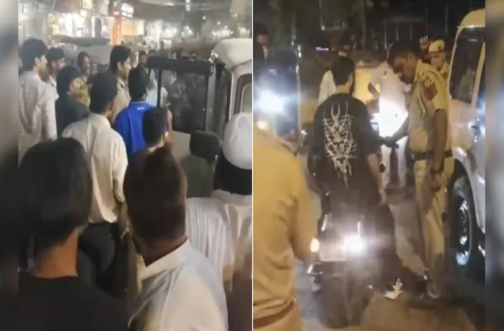दिल्ली में पुलिस ने रोकी तेज आवाज वाली बुलेट, बाप-बेटे ने SHO को ही पीट दिया, देखें वीडियो
