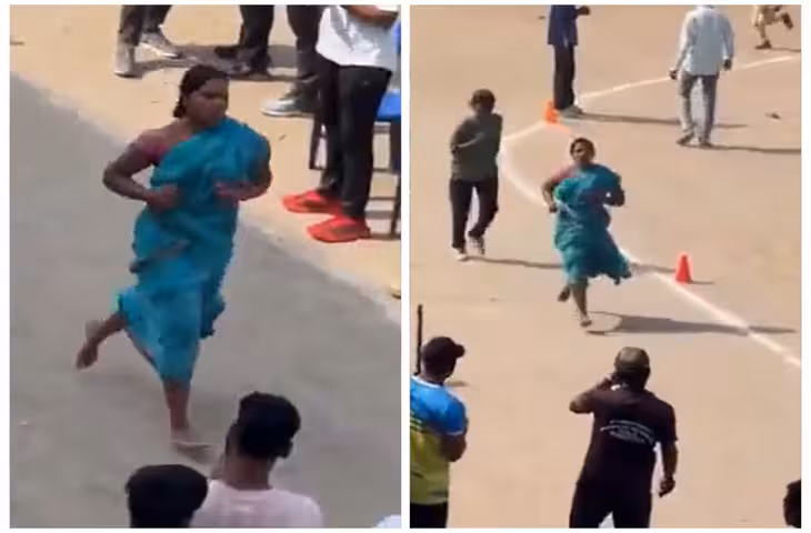 साड़ी और नंगे पांव होमगार्ड भर्ती की तैयारी, टाइमिंग में दौड़ पूरी करने का महिलाओं का वीडियो वायरल
