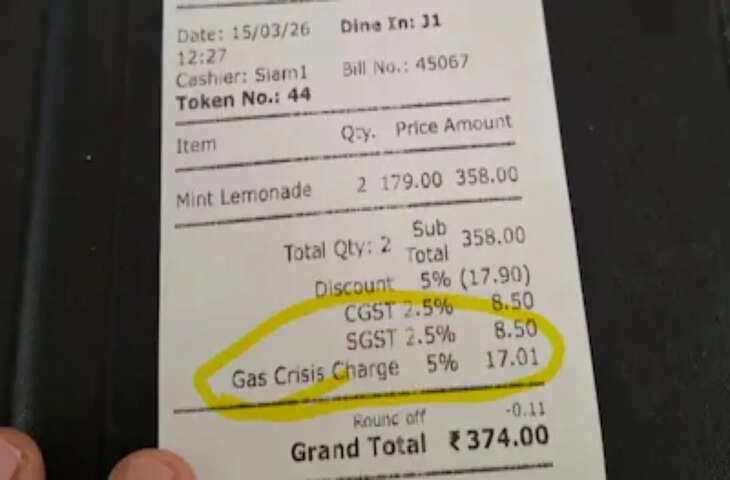 बेंगलुरु कैफे का &lsquo;Gas Crisis Charge&rsquo; वायरल, बिल देखकर भड़के यूजर्स