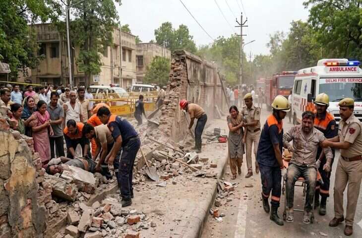 लोधी कॉलोनी में सीवेज पाइपलाइन कार्य के दौरान बाउंड्री वॉल गिरी, एक की मौत, दो घायल
