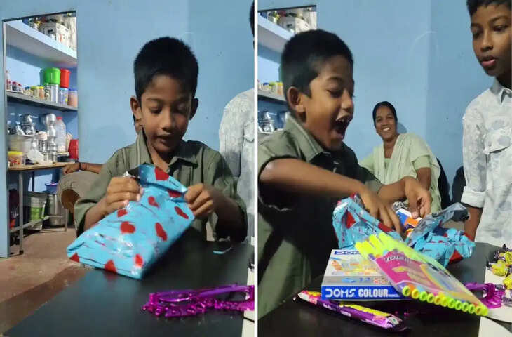 छोटा से गिफ्ट मिलते ही ख़ुशी से नाचने लगा 5 साल का मासूम, वीडियो में रिएक्शन ने जीता लोगों का दिल