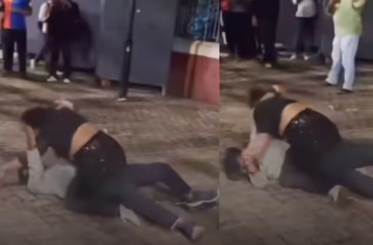 सड़क पर कपल का हाईवोल्टेज ड्रामा, बॉयफ्रेंड को रंगे हाथ पकड़ने के बाद हुआ जोरदार हंगामा, वीडियो वायरल