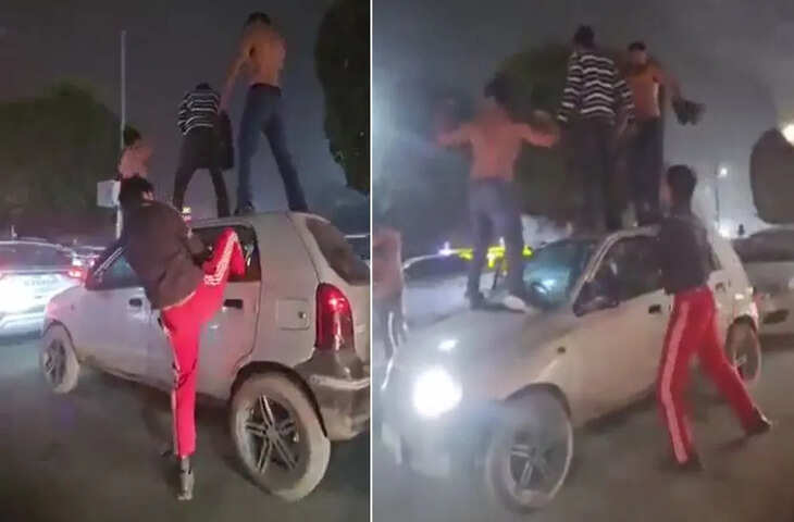 कार की छत पर कपड़े उतारकर किया डांस, नोएडा की सड़क पर मचाया हुड़दंग