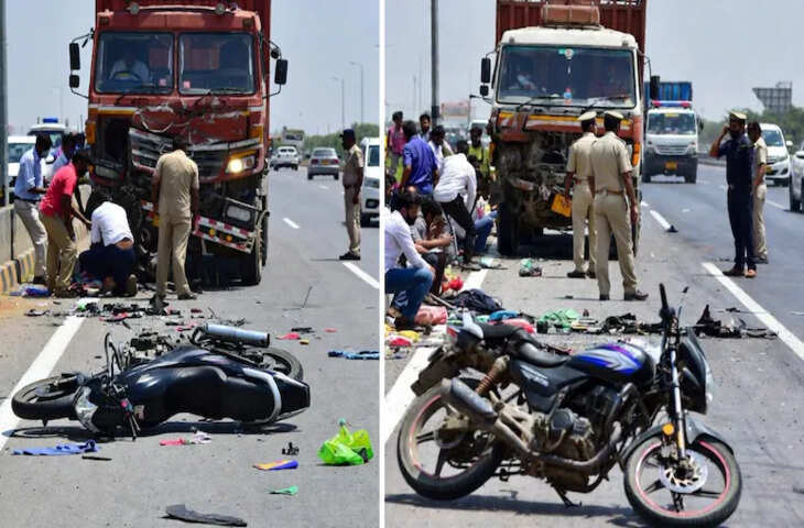 दर्दनाक हादसे में उजड़ गया परिवार, ट्रक ने पति-पत्नी और मासूम बच्चे को कुचला