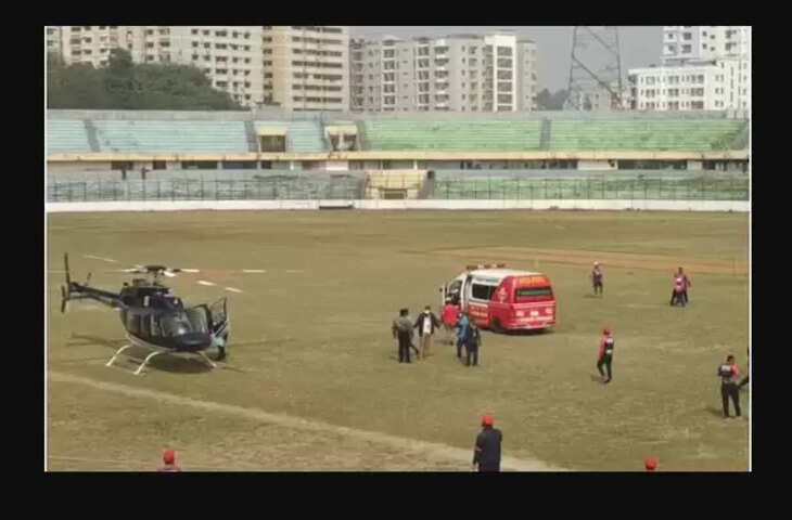 helicopter lands in stadium while andre russell tamim iqbal was practicing