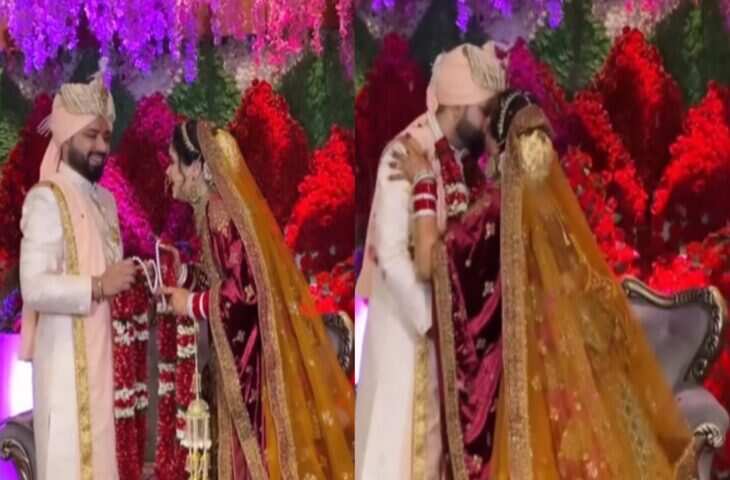 दूल्हे के प्यार में दीवानी हुई दुल्हन, जयमाला के बाद स्टेज पर किया लिपलॉक, VIDEO ने मचाया बवाल
