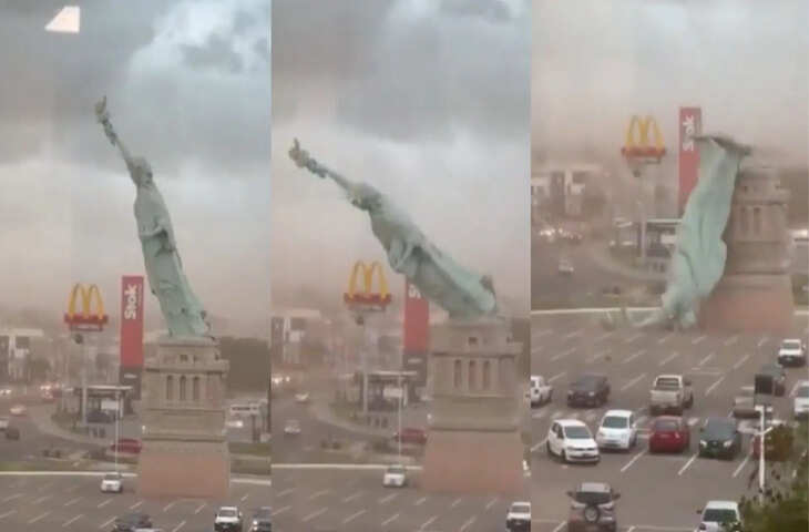 ब्राजील में तूफान ने ढहाई स्टैच्यू ऑफ लिबर्टी की 24 मीटर लंबी मूर्ति, तूफानी हवाओं ने मचाया तहलका, वायरल हुआ वीडियो