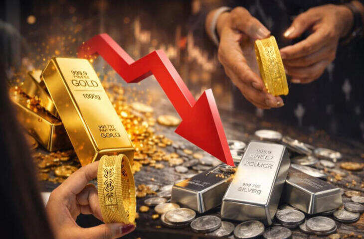 Gold-Silver में फिर आई तगड़ी गिरावट!&nbsp;₹24,000 चांदी और&nbsp;₹4,500 तक लुढ़का गोल्ड, जाने क्या है ताजा भाव&nbsp;