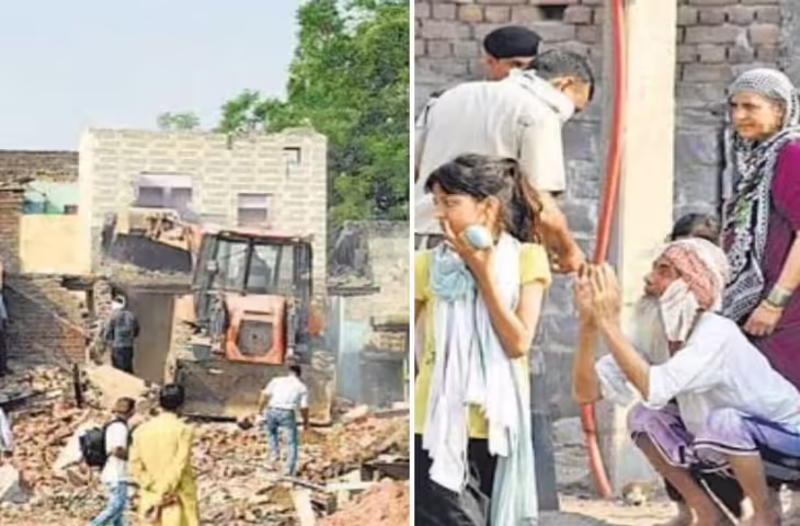 NCR में बुलडोजर कार्रवाई: 300 अवैध मकान ध्वस्त, पूरे इलाके को बनाया गया पुलिस छावनी