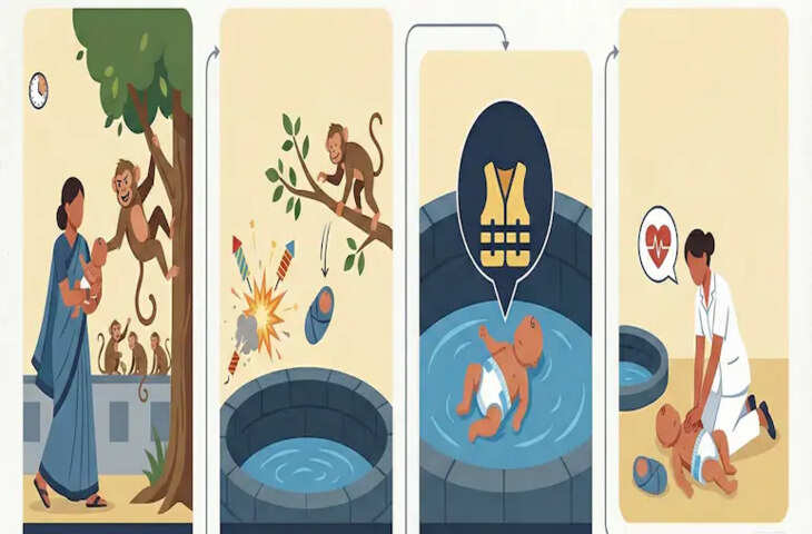 20 दिन की बच्ची को मां से छीनकर बंदरों ने कुएं में फेंका, डाइपर और CPR से ऐसे बची नवजात की जान