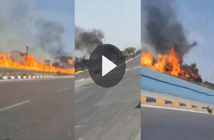 जालोर में NH-68 पर एथेनॉल टैंकर पलटा, वीडियो में देखें 200 मीटर तक फैली आग; ड्राइवर जिंदा जला