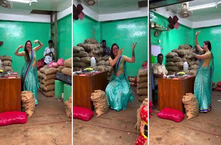 साड़ी में विदेशी बाला का जलवा देख रह जाएंगे हैरान! 'छम्मक छल्लो' गाने पर डांस ने जीता लोगों का दिल