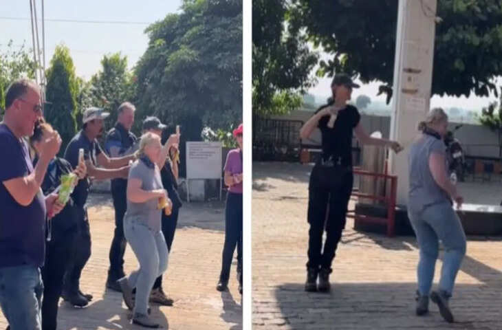 अंग्रेज ने पेट्रोल पंप पर ट्रैक्टर पर किया जोरदार डांस, चुनरी-चुनरी की धुन पर थिरकते वीडियो हुआ वायरल