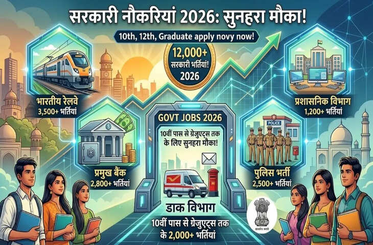 Govt Jobs 2026: रेलवे, बैंक और कई सरकारी विभागों में निकलीं 12,000+ नौकरियां, जानें योग्यता और आवेदन प्रक्रिया