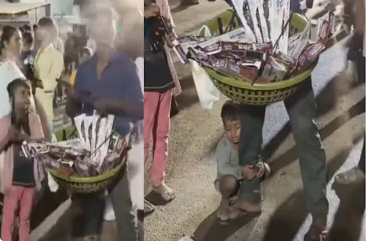 थक-हारकर सामान बेचते पिता के पैरों से लिपटकर सो गया मासूम, गरीबी की ये दर्दनाक तस्वीर देख भर आएंगी आँखें&nbsp;