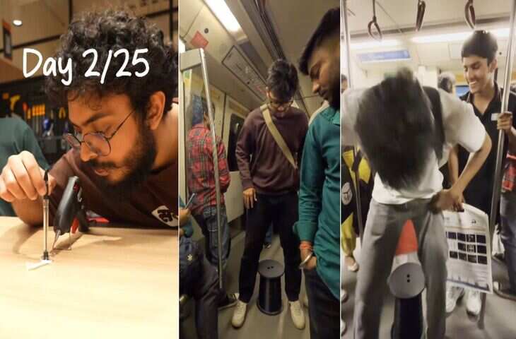 दिल्ली मेट्रो में सीट का झंझट खत्म, वायरल फुटेज में लड़कों की इनोवेशन देख यूजर्स जमकर कार रहे तारीफ़&nbsp;